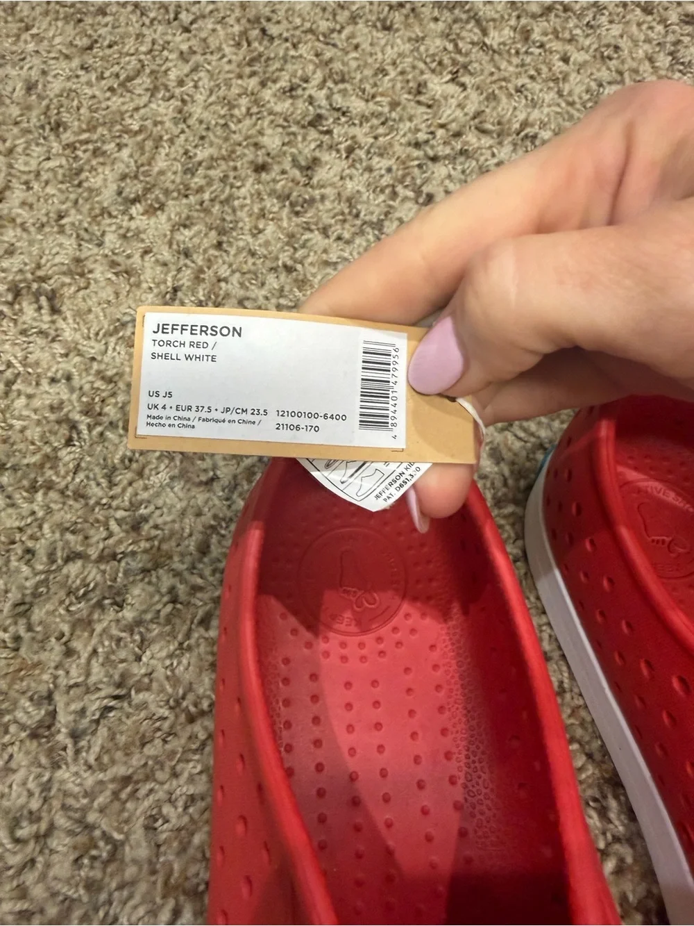 NWT size J5 Native Red Natives